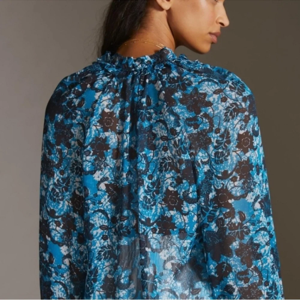 NWT Anthropologie By Anthropologie Sheer Printed Peasant SIZE SMALL - Picture 4 of 10